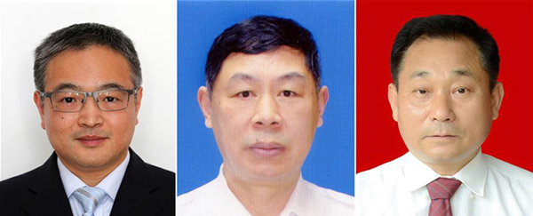 图为黄群、宋月才、姜开斌三位同道的肖像（由左至右）。